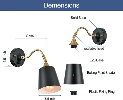 Vista 2 de Lámpara de pared de cuello de cisne a pilas, aplique de pared de tubo de ángulo ajustable, con bombilla LED regulable remota para decoración