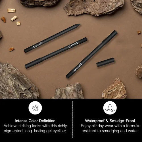 Vista 6 de Araceli Beauty - Lápiz delineador de ojos, resistente al agua y a las manchas, color negro Long-Lasting Soft and Creamy Texture for Precision