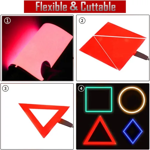 Vista 2 de El Panel de luz – 2 piezas 3.9 x 3.9 in DIY Electroluminiscente Cuttable Máscara Iluminación de Ojos DIY Cosplay Fiesta Decoración Rojo