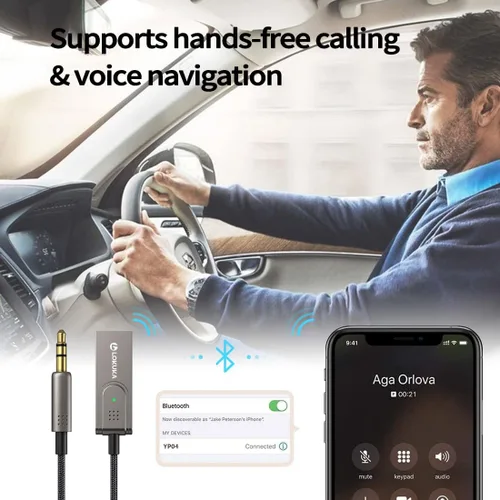 Vista 7 de Adaptador auxiliar Bluetooth 6.0 para altavoz de coche, receptor Marrón