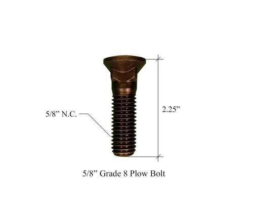 Vista 2 de 20 pernos y tuercas de arado para cuchillas/bordes de corte, 5/8" x 2 1/4" - Grado 8, cabeza de cúpula