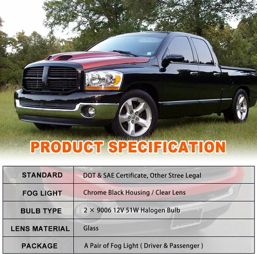Vista 7 de Nixon Offroad Juego de luces antiniebla para Dodge Ram 1500 4000/2002-2009 Dodge Ram 2500 3500 2002-2009 Pickup con bombilla, parachoques