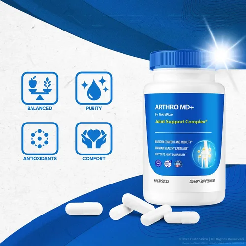 Vista 5 de NutraRize Paquete de 2 cápsulas Arthro MD+, soporte articular oficial de Arthro MD, fórmula totalmente natural para apoyar la flexibilidad