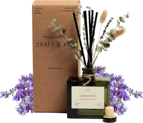 Vista 11 de Craft & Kin Difusor de varillas con flores secas Difusor de varillas de otoño perfumado de cítricos sicilianos y eucalipto de 5 onzas