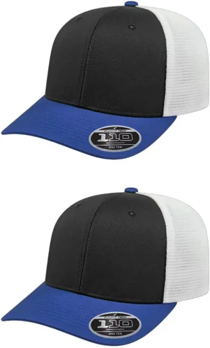 Vista 32 de Cap America i8502 Flexfit 110 Premium - Gorra de camionero de perfil medio con 6 paneles de malla trasera con protección UV y cierre ajustable