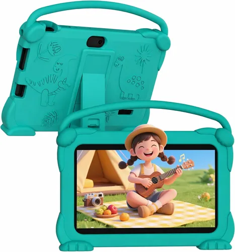 Vista 9 de Tablet para niños de 7 pulgadas, tableta Android para niños, 4 GB de RAM+32 GB ROM+1 TB expandir, tabletas para niños pequeños con funda a prueba