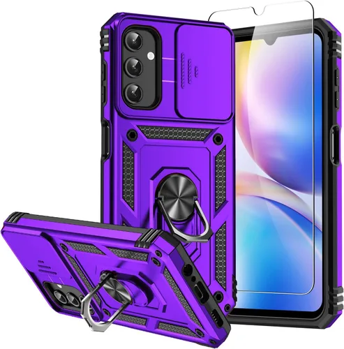 Vista 9 de Funda para Samsung Galaxy A14 5G con protector de pantalla y cubierta para lente de cámara, [grado militar] probada contra caídas de 16 pies, Negro
