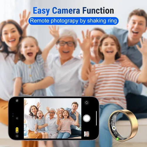 Vista 2 de Smart Ring Fitness Tracker for Women & Men, Heart Rate, Blood Oxygen, Blood Pressure, Sleep & Step Monitor, IP68 Waterproof Health Ring, Compatible