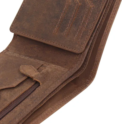 Vista 3 de Carteras para hombre, cuero genuino para hombre, billetera con bloqueo RFID, cartera de bolsillo frontal, billetera delgada billetera, monedero