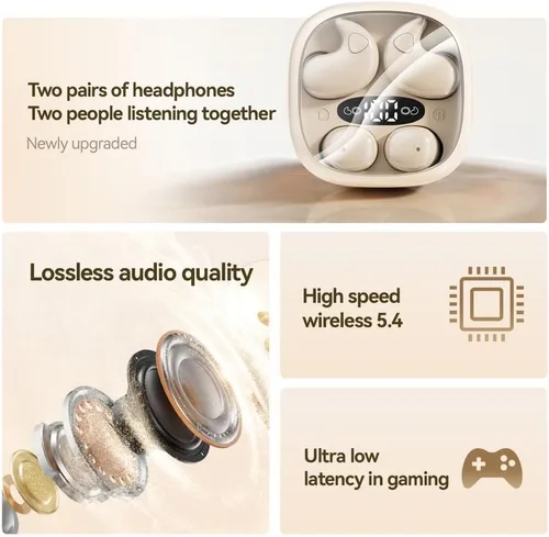 Vista 7 de 2 en 1 mini auriculares invisibles planos para dormir con cancelación de ruido, auriculares Bluetooth micro pequeños para dormir de lado con estuche