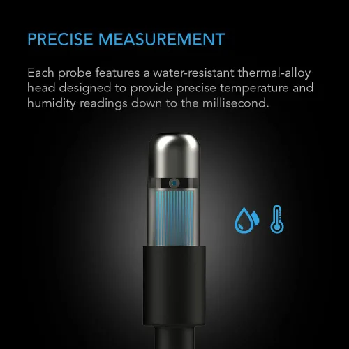 Vista 2 de AC Infinity Sonda de sensor controlador, sonda de humedad de temperatura impermeable de acero inoxidable de 1 pulgada, detector de clima