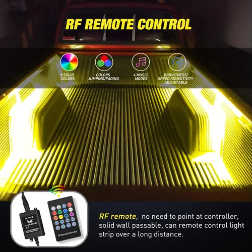 Vista 5 de Nilight - TL-31 Kit de tira de luz RGB de 60 pulgadas para caja de camión, 180 LED, control remoto RF con interruptor de encendido y apagado