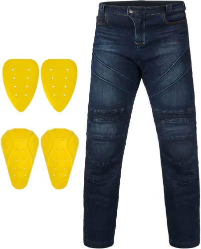 Vista 2 de ILM - Pantalones de motocicleta para hombre, jeans de motocross con armadura CE, para bicicleta de tierra, motocicleta, aventura, turismo BJN01 azul