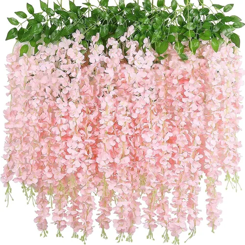 Vista 7 de Paquete de 40 guirnaldas de vides de flores de glicina, cuerdas de flores artificiales de 3.75 pies, flores colgantes falsas, flores de guirnalda