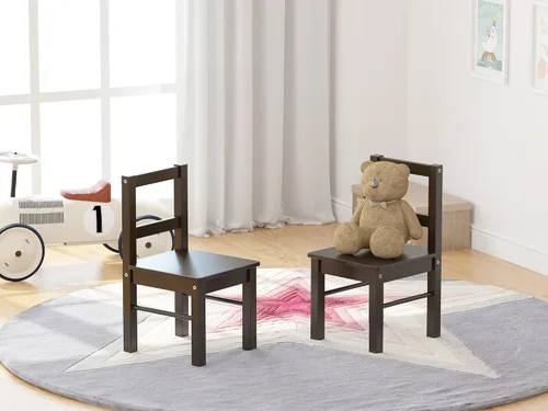 Vista 2 de UTEX Par de sillas de madera para niños para jugar o actividad, juego de 2, espresso..