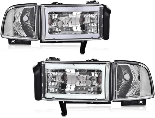 Vista 19 de PIT66 Conjunto de faros LED para Dodge Ram 1500 2500 3500 1994-2002 Reflector ámbar con carcasa negra