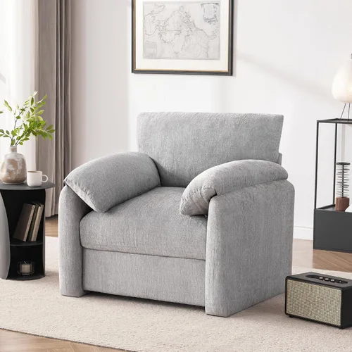 Vista 14 de Howjoe Sillón Extragrande de Chenilla, Sillas de Acento de 38.6 Pulgadas de Ancho para Sala de Estar y Dormitorio Silla de Descanso Moderna, Silla