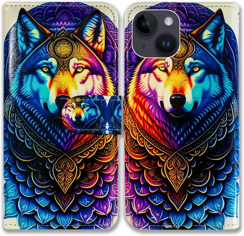 Vista 12 de Bcov Funda para iPhone 15 Plus, piel con tapa y función atril para iPhone 15 Plus, color verde pájaro negro