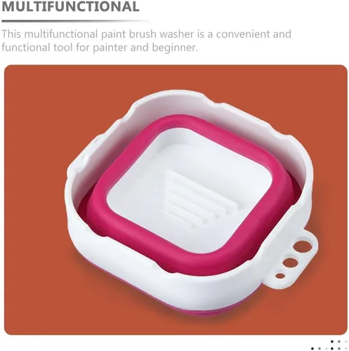 Vista 5 de Lavadora de cepillo de silicona plegable – Taza de agua plegable portátil y lavabo para acuarela, acrílico, pintura al óleo Limpiador de pinceles
