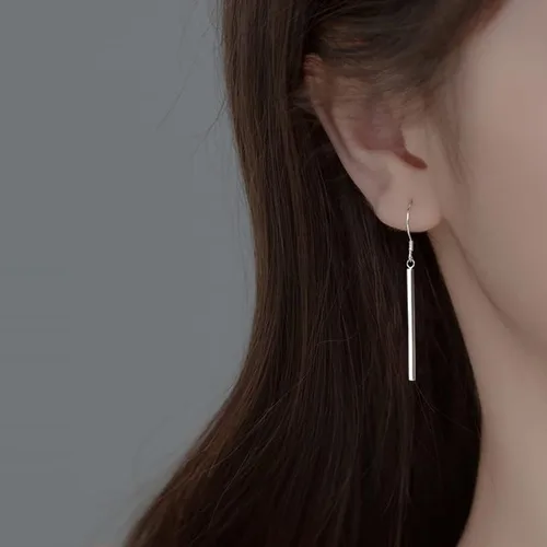 Vista 2 de SLUYNZ Solid 925 Sterling Silver Minimalist 2CM3CM Bar Drop Earrings for Women Teens Vertical Bar Dangle Earrings
