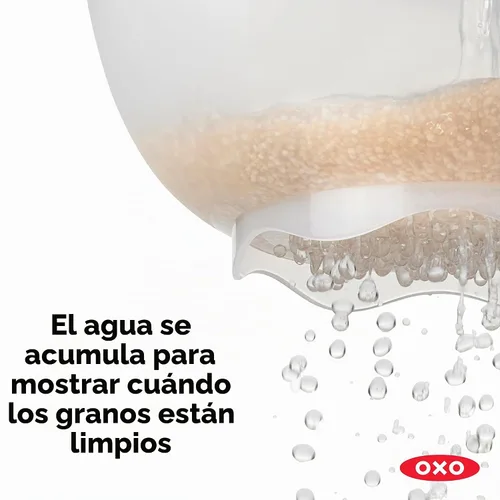 Vista 3 de OXO Good Grips – Colador para Arroz y Granos Pequeños Colador para enjuagar granos, agujeros de drenaje adicionales para eliminar el exceso