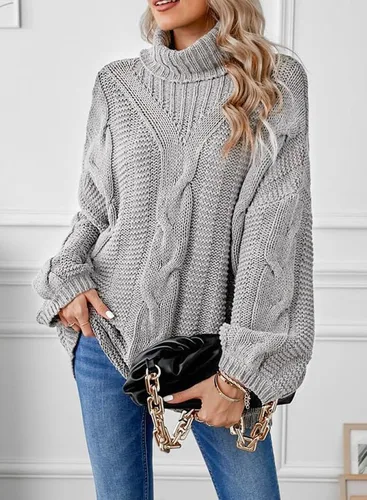 Vista 3 de Dokotoo Suéter de Cuello de Tortuga para Mujer Moda 2025 Holgado Casual Acogedor Grueso Pullover Tops