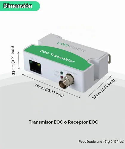 Vista 8 de 【Actualizado】LINOVISION POE sobre coaxial EOC convertidor IP sobre coaxial máximo 3000 pies de potencia y transmisión de datos sobre cable coaxial