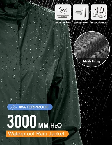 Vista 3 de Little Donkey Andy Women's Packable Waterproof Hooded Rain Jacket verde bosque oscuro