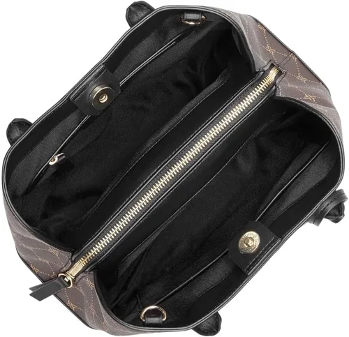 Vista 4 de Nine West Brooklyn Jet Set Satchel, logotipo marrónnegro, Logotipo marrónnegro