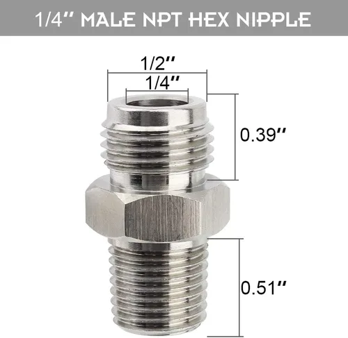 Vista 2 de OneBom Poste de bloqueo de bola con paletas, boquilla hexagonal NPT macho de 1/4 pulgadas, adaptador de barril de maíz líquido de 19/32 "-18