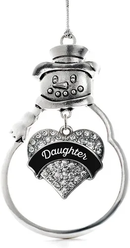 Vista 44 de Inspired Silver - Big Sis - Adorno de Navidad plateado - Adorno de árbol de Navidad con dije de corazón con circonita cúbica - Decoración colgante
