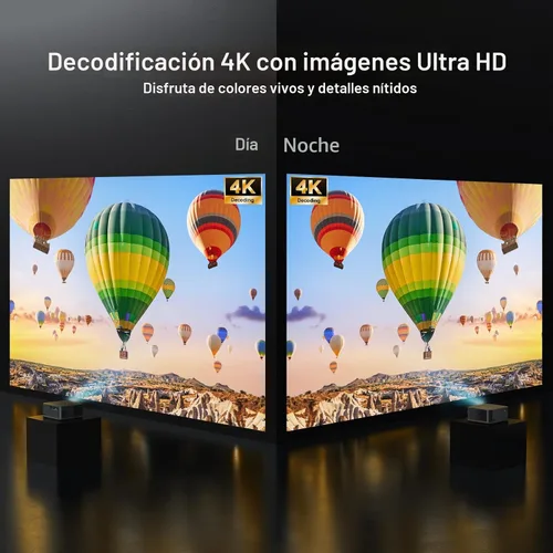 Vista 2 de Proyector de decodificación ANSI 4K 2000 con WiFi y Bluetooth, cine en casa de película HAPPRUN con enfoque automático, pantalla de 300 pulgadas
