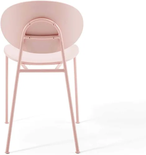 Vista 7 de Modway Palette - Silla moderna de plástico moldeado para comedor, color rosa, juego de 2, viene totalmente montada
