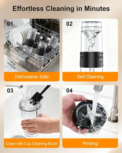 Vista 7 de Licuadora de batidos, licuadora personal de 650 W para batidos y licuados con taza molinillo y 2 tazas portátiles sin BPA (20 onzas + 14 onzas)