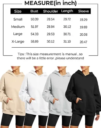 Vista 4 de Sudaderas con capucha de gran tamaño para mujer, con forro polar, sudaderas casuales con bolsillos 2023, trajes de moda para otoño