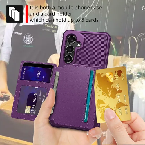 Vista 50 de Funda para Samsung Galaxy S21 Ultra con tarjetero, compatible con soporte magnético para automóvil, resistente a los golpes, resistente, suave, TPU