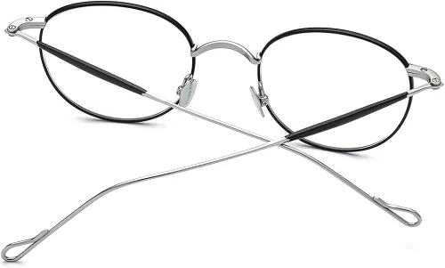 Vista 6 de FONEX Marco de lentes de titanio para mujer lentes ópticos redondos vintage de miopía para hombre