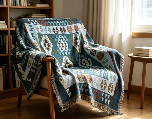Vista 12 de Luxlovery Manta Aztec Boho Sherpa estilo navajo del suroeste, ligera y cálida, 35 x 59 pulgadas, color óxido de calabaza Aima