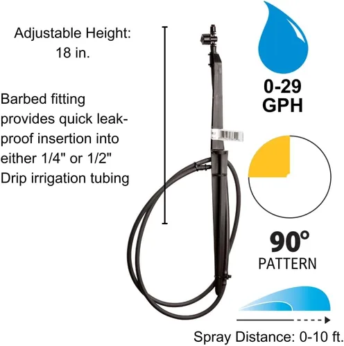 Vista 2 de Rain Bird MSSTKTQ1S - Micropulverización de riego por goteo en altura ajustable con estacas con tubo de 1/4 pulgadas y acoplador de púas