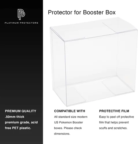 Vista 3 de Platinum Protectors Funda protectora para Pokemon Booster Box Pantalla de plástico transparente – Resistente a los rayos UV y a los arañazos