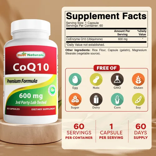 Vista 2 de Best Naturals CoQ10 600 mg 60 Cápsulas (817716013725)