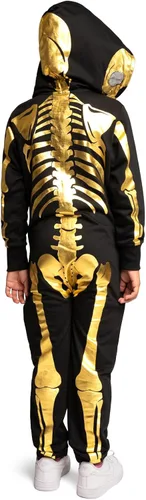 Vista 2 de Tipsy Elves Disfraz de esqueleto de Halloween, overol unisex de esqueleto para niños y jóvenes
