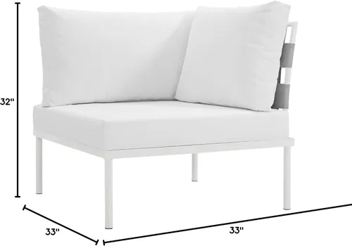 Vista 3 de Modway EEI-2601-WHI-WHI MO-EEI-2601-WHI-WHI Harmony Patio al aire libre Aluminio, sofá esquinero, blanco blanco