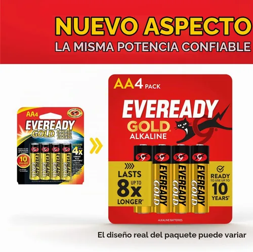 Vista 8 de Eveready Pilas alcalinas doradas AA, 4