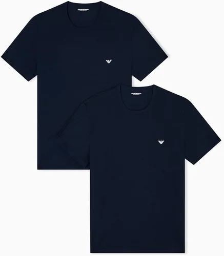 Vista 10 de Emporio Armani Camiseta de algodón con cuello redondo para hombre, paquete de 3 Blanco/Blanco