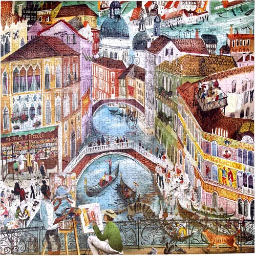 Vista 2 de eeBoo Rompecabezas de 1000 piezas, rompecabezas de artistas en Venecia para adultos, cuadrado de 23 x 23 pulgadas, fabricado con tablero reciclado