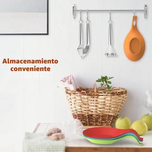 Vista 6 de iNeibo Apoyacucharas de silicona para la cocina, 4 unidades (colorido), S, Colorido
