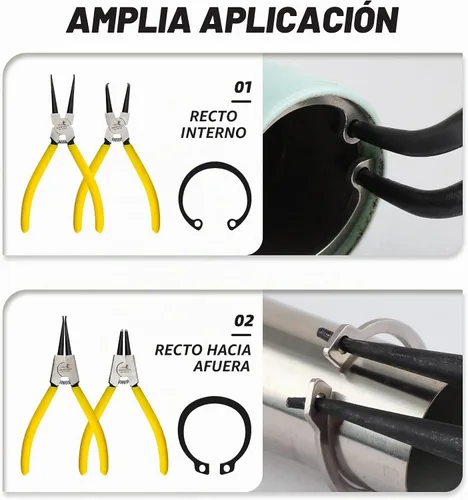Vista 5 de Juego de alicates de anillo de presión de 7 pulgadas, juego de alicates de clip de circuito interno/externo de alta resistencia con mandíbula