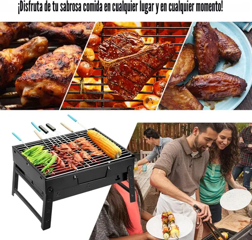 Vista 4 de Uten Parrilla de carbón, parrilla de barbacoa Plegable Portátil Ligero Parrilla de ahum