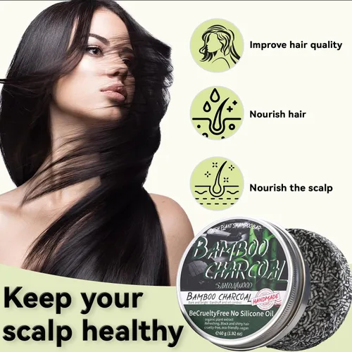 Vista 3 de 2 unidades de barra de champú de carbón de bambú para cabello gris, jabón negro para cabello gris, barra de champú y acondicionador natural
